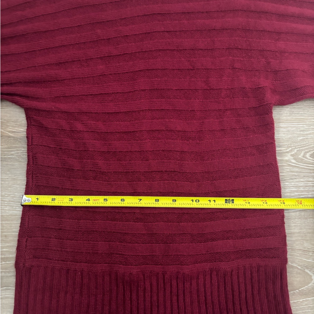 Vintage Deep Red Burgundy Dolman Batwing Knit Sweater Striped Detail Y2K - Picture 6 of 8